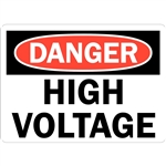 DANGER HIGH VOLTAGE sign, U1-1065-RD_10X7, 10" x 7", self adhesive, meets OSHA Standards