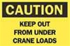 Danger Keep Out From Under Crane Loads 10" x14" No. ECH-4GF3 Made of durable plastic